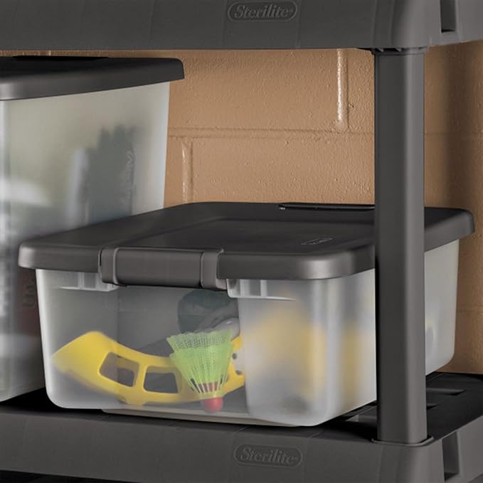 Sterilite 6-Pack ShelfTote, Clear Plastic Storage Bins with Lids, 25 Quart, Gray - Stackable Organizing Container Boxes for Closet, Bathroom, and Office - Image 5