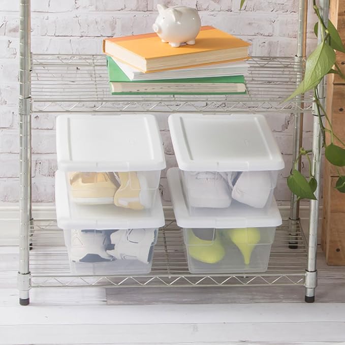 Sterilite 24-Pack 6 Quart Storage Boxes, Stackable Clear Plastic Bins with Snap-On Lids - Heavy-Duty Organizing Containers for Closet, Bathroom, and Office - Image 8