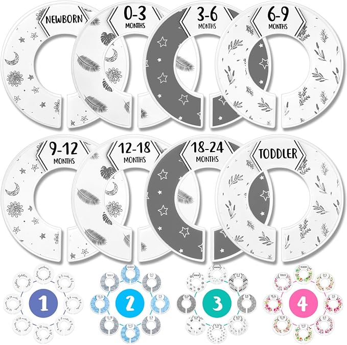 Eli with Love Baby Closet Dividers (Boho) – Fits 1.5" Rod - Set of 8 Closet Size Dividers – Baby Clothes Dividers for Closet – Organize Nursery Hangers Size/Age by EliwithLove