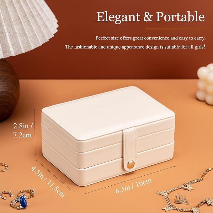 MODENGKONGJIAN Jewelry Organizer Box, 2-Layer Large Jewelry Storage Case, Portable Travel Jewelrys Display Holder for Earrings, Necklaces, Bracelets (Green,Velvet) - Image 5