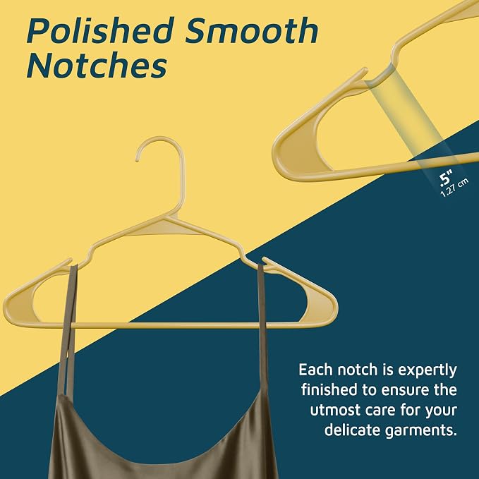 Lifemaster Plastic Clothes Hangers – Heavy Duty Hanger Set, for Organizing Clothes, Dresses, and Coat, Holds Up to 5 lbs, Space-Saving Hangers with Non-Slip Shoulder Grooves, Pack of 5, Yellow - Image 7