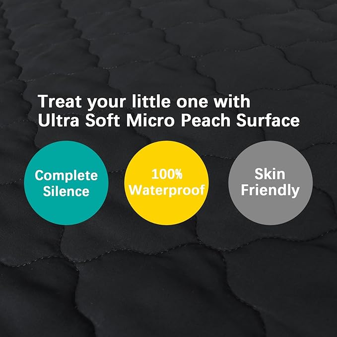 Pack and Play Mattress Protector Sheets Fitted Waterproof Playard Mattress Pad Cover, Compatible with Graco Pack n Play & Dream On Me & Pamo Babe, Playpen/Playard Sheet, Black, 39" x 27"