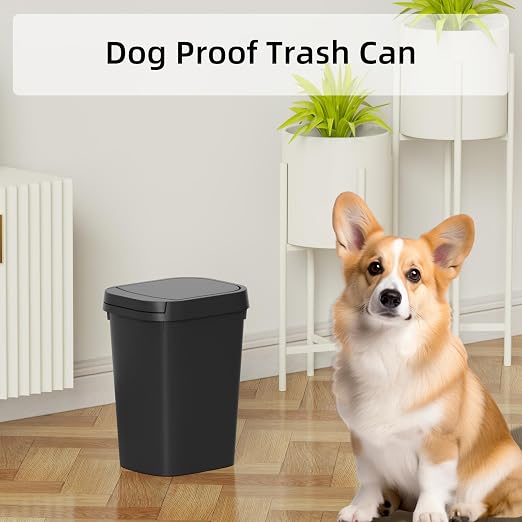 KSSKSS 3 Pack Bathroom Small Trash Can with Lid, 2.6 Gallon Slim Garbage Bin with Pop-Up Lid, 10L Plastic Wastebasket for Bedroom, Office, Kitchen, Toilet (Three Colors) - Image 4
