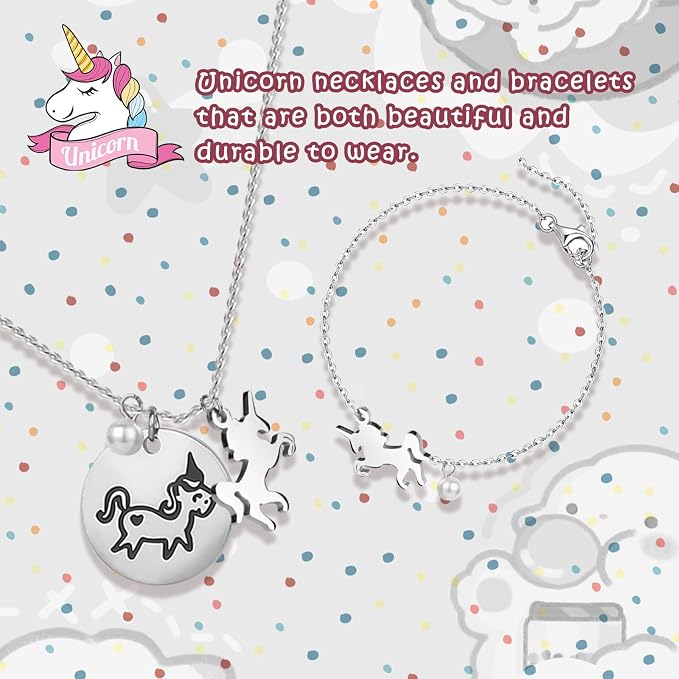 Large Jewelry Box for Girls 5-Layer Music Box with Swing Door Spinning Ballerina Unicorn Necklace & Bracelet Set Children Jewelry Organizer for Girls Kids Birthday Christmas Gift White - Image 4