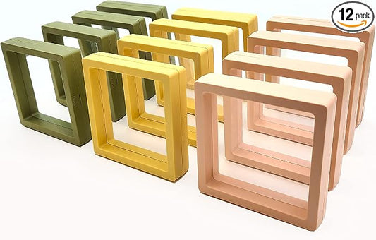 12PCS 3D Floating Frame Display Stand, Jewelry Box, Gift Box, Ornament Organizer, Small Travel Jewelry Box, PE Film Anti-Oxidation, Suspended Display Box Stackable (3.54*3.54???Type 2) by Unknown
