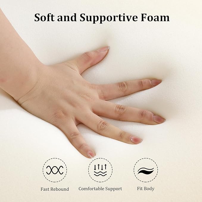 HOMBYS Ergonomic Curvy Foam Massage Bed Mattress Topper, 70" x 28", White