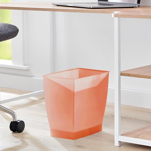 iDesign Small Plastic Bathroom Trash Can, Slim Rectangle Garbage Bin for Bedroom, Office, Dorm, Orange - Image 5