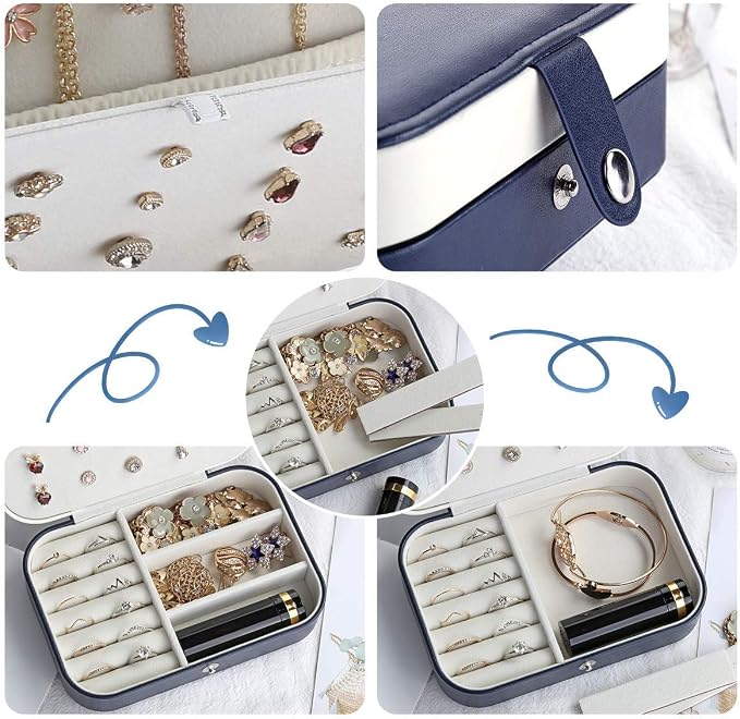 CASEGRACE Jewelry Box For Women Travel Jewelry Organizer Double Layer for Necklace Earring Rings Jewelry Holder Case - Image 4