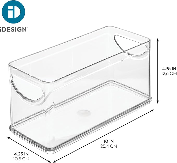 iDesign Narrow Pantry Bin with Handles for Kitchen Cabinets or Fridge, Set of 4, Clear, Made in USA - Image 4