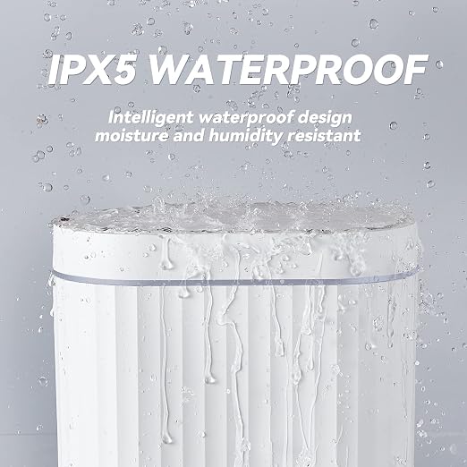 ELPHECO Bathroom Trash can Motion Sensor, AutomaticGarbage can, Slim Plastic Smart Trash Bin with Lid, Commercial Intelligent Wastebaskets for Bedroom, Bathroom, Office, White Grey - Image 5