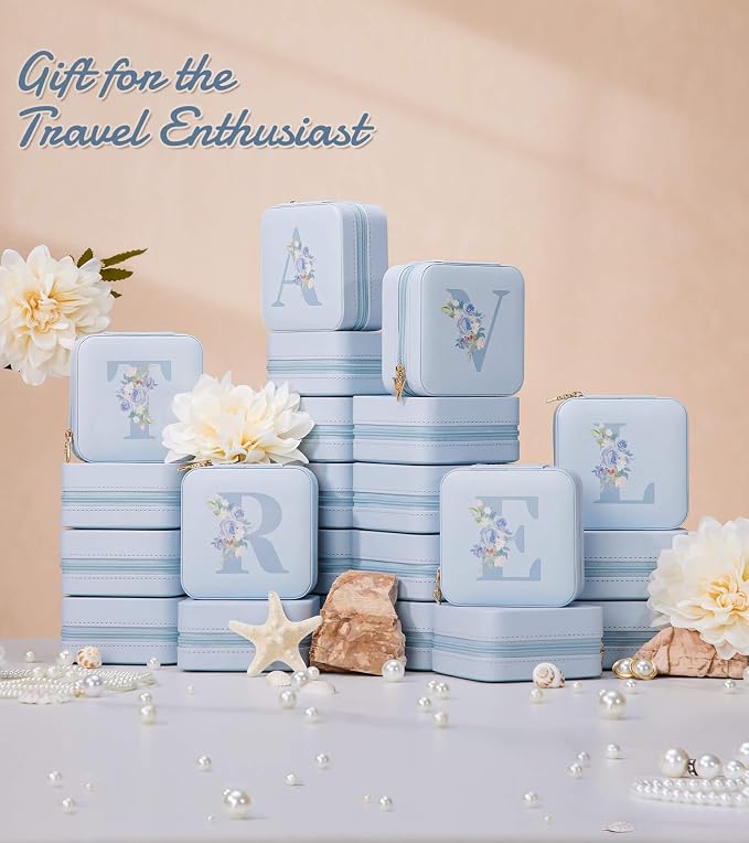 Enthralite Travel Jewelry Box for Gift: Traveling Jewelry Case for Girls Women - Mini Organizer for Necklaces Earrings Blue R - Image 2