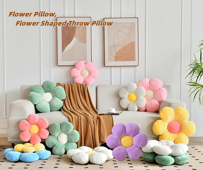 Flower-Shaped Throw Pillow Cushion Flower Pillow Soft Seating Plush Pillow 23.62" Blue Floor Pillows Home Decorative Seating Cushions