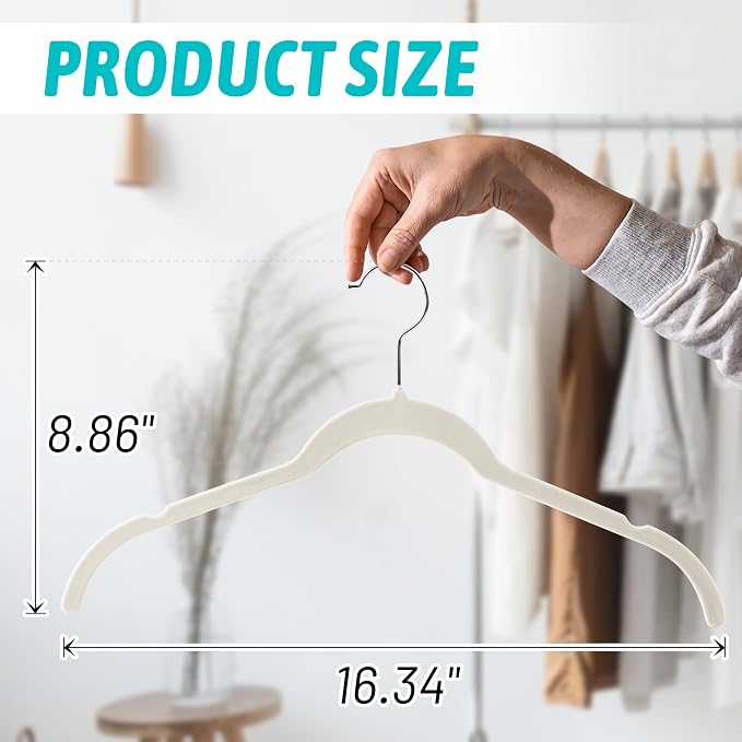 Sishynio Premium Velvet Shirt Hangers 30 Pack, Non-Slip 360° Swivel Hook Slim Flocked Coat Hanger, Space Saving Felt Hanger for for Tank Top, Blouses, Strappy Dresses - Image 6
