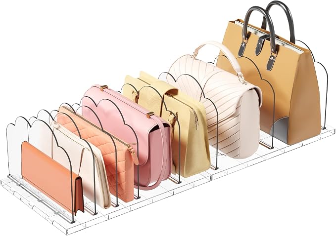 Lifewit Purse Organizer for Closet, Clear Handbags Storage Organizer, Adjustable Clutch Purse Storage Organizer Holder for Closet, 2 Pack Bookshelf Dividers for Sweater in Bedroom 35 x 24 cm/14 × 9.5" by Lifewit