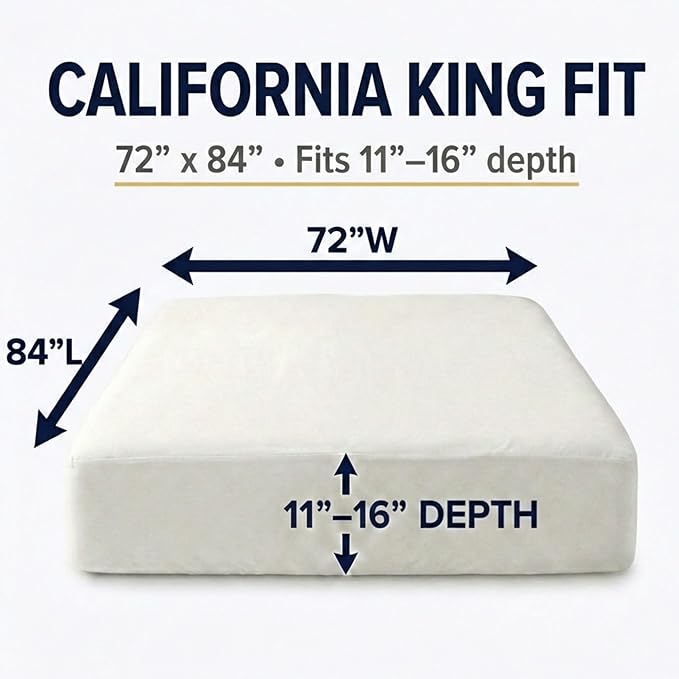 Zippered Waterproof Mattress Encasements - Hypoallergenic Mattress Protector Cover with Soft Cotton Terry Fabric Top - California King Size 72' x 84"
