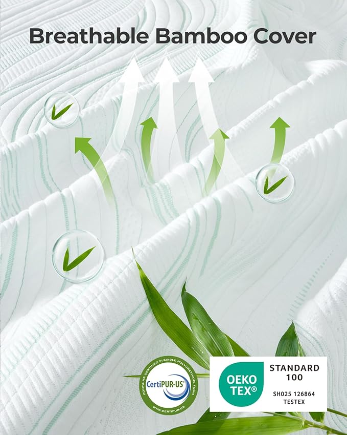 PERLECARE Firm Mattress Topper Twin XL- 3 Inch Bamboo Memory Foam Mattress Topper for Pressure Relief, Bed Topper Suitable for Side Sleepers and Back Sleepers, Removable & Washable