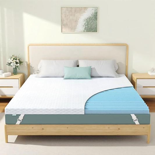 3 Inch Full XL Gel High Density Mattress Topper, Cooling Firm Bed Topper for Pressure Relief, Orthopedic Support Mattress Topper with Non-Slip Washable Cover, CertiPUR-US Certified