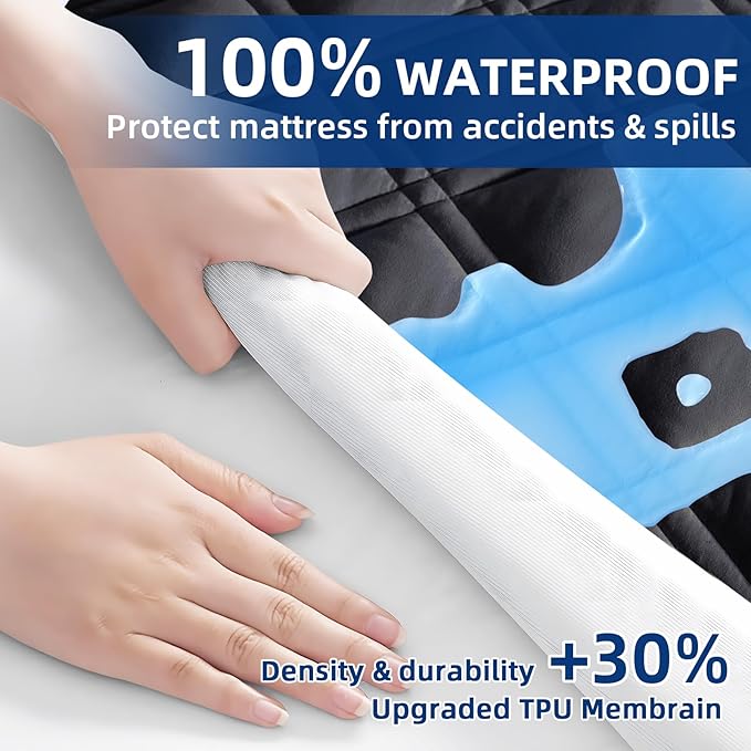 Waterproof Mattress Protector Full Size, All-fit-One Soft Noiseless Bed Mattress Cover with Deep Pocket 8-21", Washable for Bedwetting, Cool Sleep，Suitable for Home Bedroom Hotel, Black