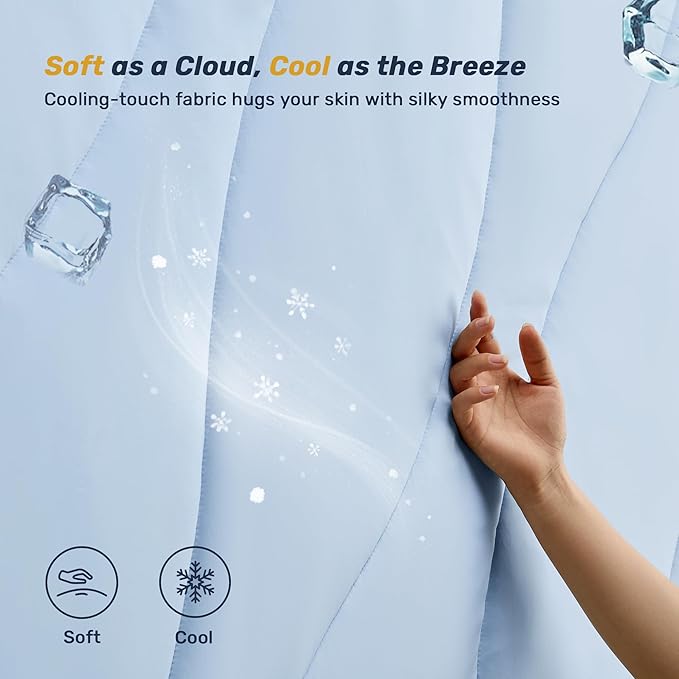 Waterproof Cooling Mattress Pad California King, Cooling Mattress Protector for Hot Sleepers, 5-Layers Noiseless Washable Mattress Cover with 8"-21" Deep Pocket (Light Blue, 72x84)