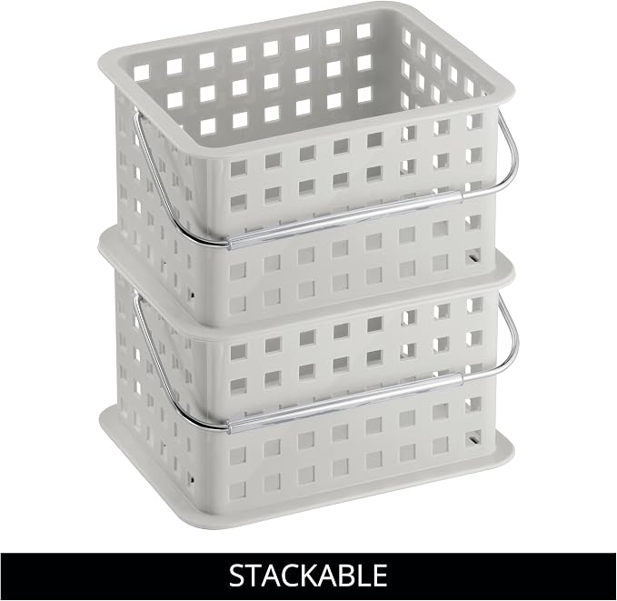 iDesign Shower Caddy Basket with Handle for Bathroom or College Dorm, Light Gray, Made in USA - Image 5