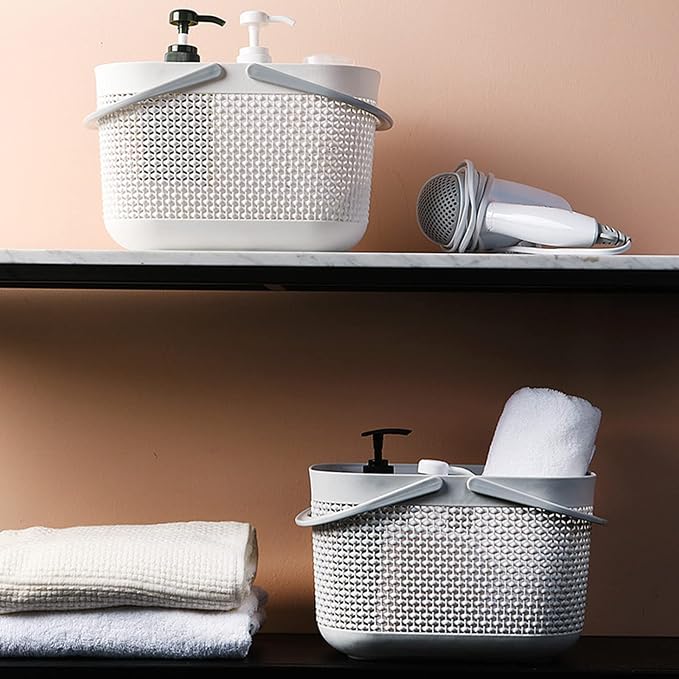 UUJOLY Portable Shower Caddy Basket Tote, Plastic Storage Basket with Handles Organizer Bins for Kitchen Bathroom College Dorm, Grey 2 Pack - Image 6