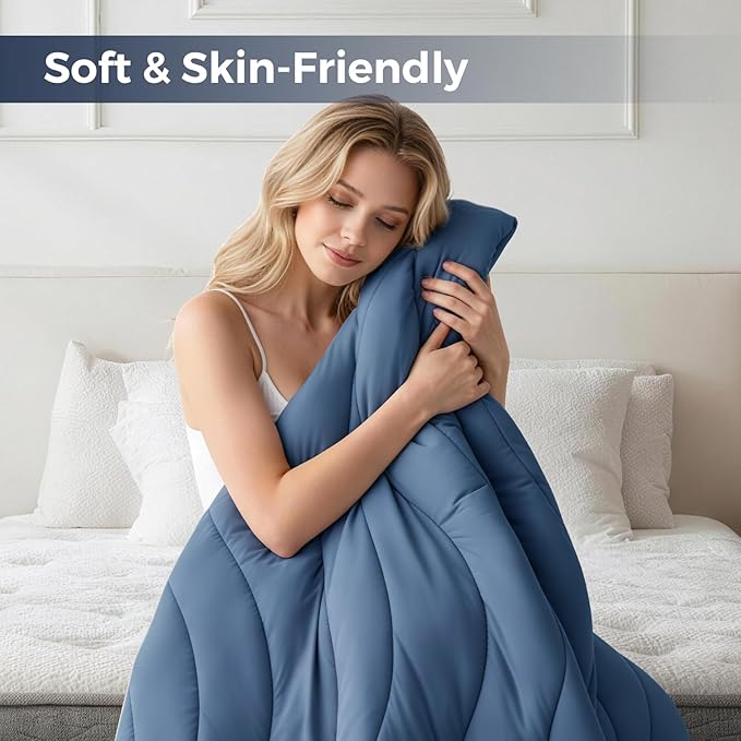 EASELAND Cooling Mattress Pad King Size for Hot Sleepers Pillow Top Mattress Cover Quilted Fitted Mattress Protector Breathable Mattress Topper with 8-21" Deep Pocket(78x80 Inches,Navy Blue)