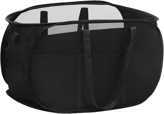 Collapsible Laundry Baskets, Tear Proof Pop Up Laundry Hamper with Dual Handles, Durable Foldable Laundry Basket, Easy to Carry Laundry Hamper for Home, Laundry Room, Bedroom, Dorm, Travel Black by BATTOO