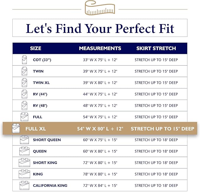 The Grand Hotel Collection Full XL Size Mattress Pad - Thin, Lightweight, and Breathable Mattress Pad - Ideal for Hot Sleepers & Plush Mattresses - Stretch Fits up to 15" - Easy to Wash (54 x 80)