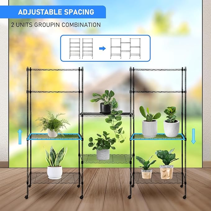 Simple Deluxe 5-Tier Storage Shelving Units, 24.02" W x 13.78" D x 59" H Wire Shelf with Wheels & Leveling Feet, Black - Image 5
