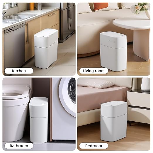 JUDRDO 3.5 Gallon Slim Automatic Trash Can for Bathroom,Touchless Diaper Trash Can with Trash Bag Auto-adsorption Technology,Motion Sensor Diaper Garbage Bins for Bedroom Office Kitchen Toilet - Image 8