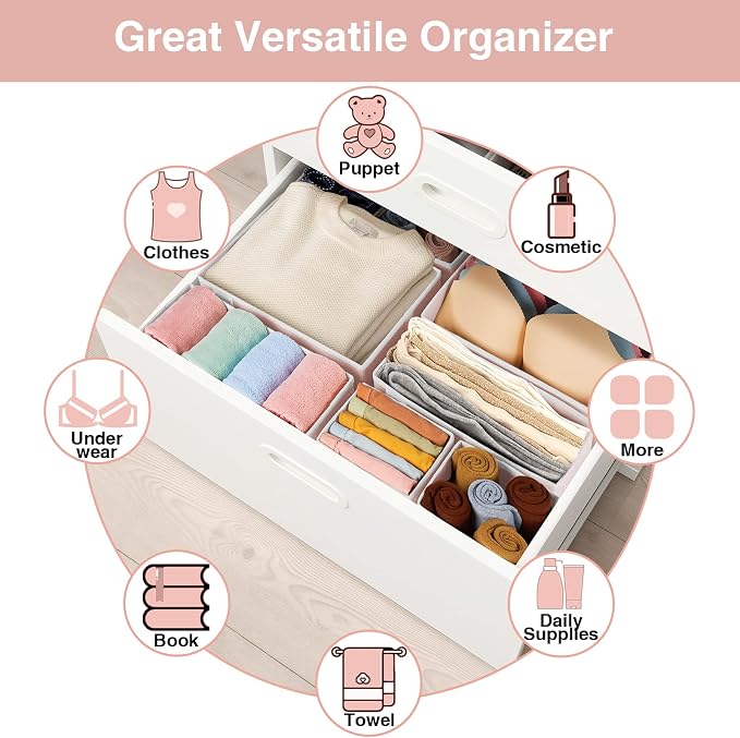 Criusia 8 Pack Underwear Drawer Organizer, Drawer Organizer Clothes, Foldable Cloth Storage Box Closet Dresser Drawer Divider Organizer for Clothes, Scarves - Image 6