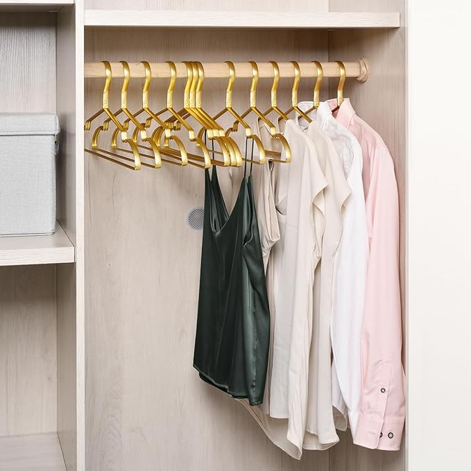Amber Home Premium Matte Gold Aluminum Coat Hangers 20 Pack, 16.5” Extra Smooth & Durable Metal Shirt Dress Hanger, Light & Sturdy Metal Rack for Jacket Trouser Pant Slack - Image 6