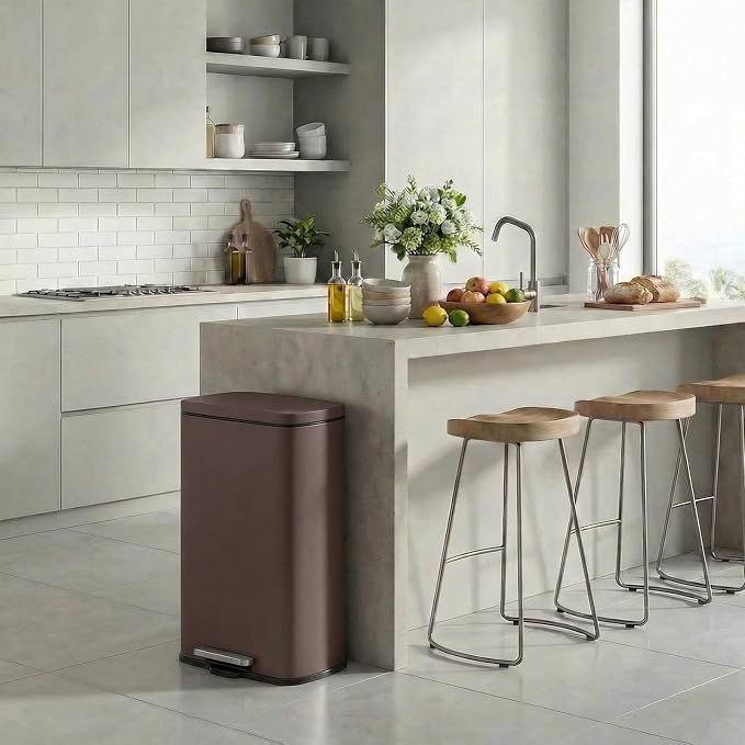 8 Gal Kitchen Trash Can, 30L Recycling or Garbage Bin, Brushed Stainless Steel Waste Basket, Soft&Quiet Close Dustbin, with Step-On Pedal, Removable Inner Bucket, for Home, Office, Living Room - Image 7