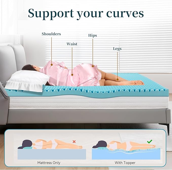 4 Inch TwinXL Mattress Topper, Memory Foam Mattress Topper Twin XL Size with Cooling Gel Egg Crate Matress Toppers, Breathable, CertiPUR-US Certified Dorm Essentials for College, RV,Apartment