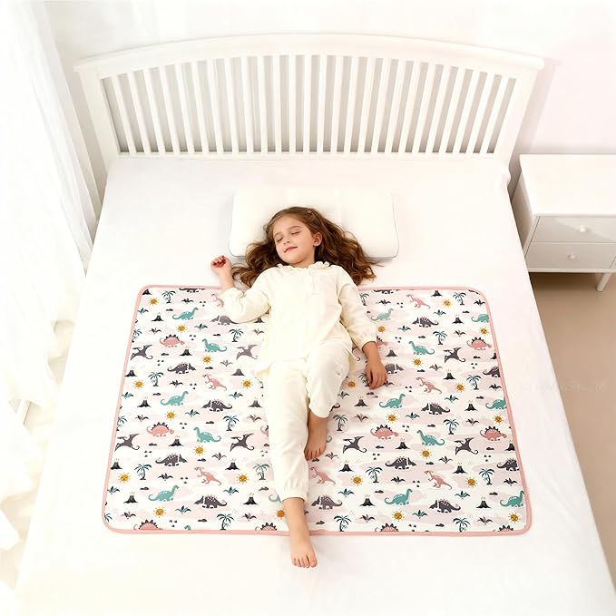 Pee Pads for Kids Waterproof Crib Pad - Reusable Potty Training Pads for Bed, Washable Toddler Mattress Pad Protector, Unisex for Toddlers Adults Elderly & Pets(Cartoon Dinosaur, 31 x 39 Inch)