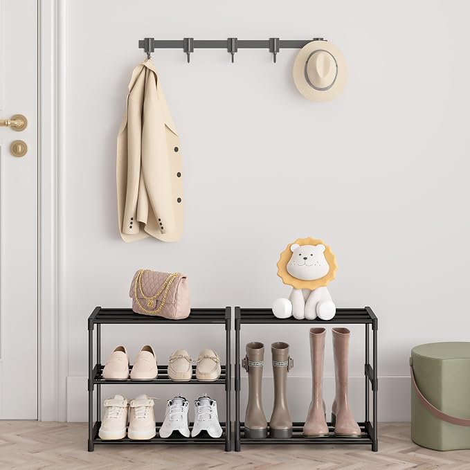 Autonomier 3 Tier Extra Small Shoe Rack (16.3" Wide), Narrow Stackable Shoe Shelf for Kids Toddler Adult, Lightweight Shoe Rack Stand for Closet Dorm Storage Organizer, Front Door Entrance, Entryway - Image 6