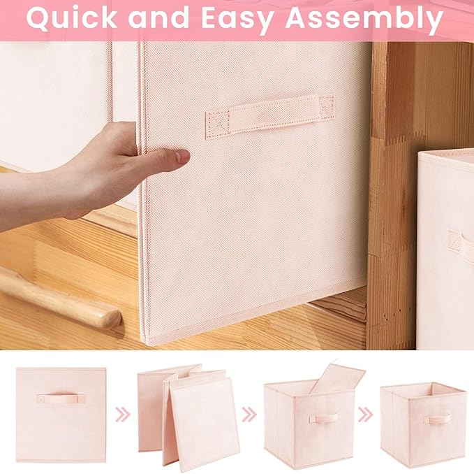 Criusia Storage Cubes - 13 Inch Heavy Duty Fabric Storage Bins for Shelves Closet Cube Organizer - 8 Pack Collapsible Cube Storage Bins Baskets for Clothes Blankets Toys - Nursery Organization - Image 7