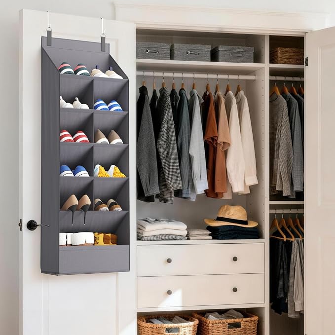 Lifewit 6 Tier Over the Door Shoe Organizer with 11 Large Deep Pockets, Fabric Hanging Shoes Shelf for Closet, Dorm Storage, Fit Up to 12 Pair Shoe Rack Holder for Sneakers, Boots, Gray - Image 8