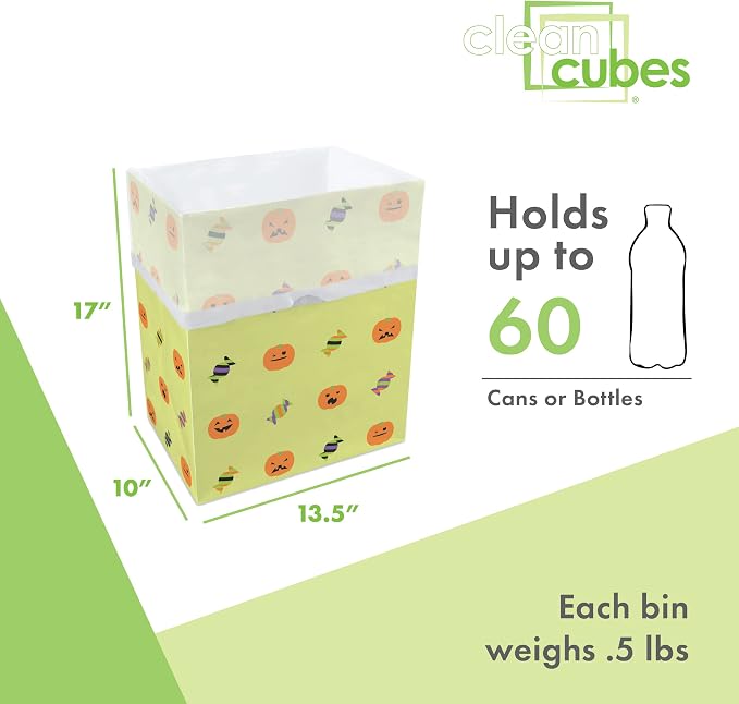 Clean Cubes 13 Gallon Disposable Pop-Up Trash Cans (3-Pack) with Fitted Bags – Foldable Garbage & Recycling Bins for Parties, Events & Kitchen (Halloween, 17" H x 13.5" W x 10" D) - Image 4