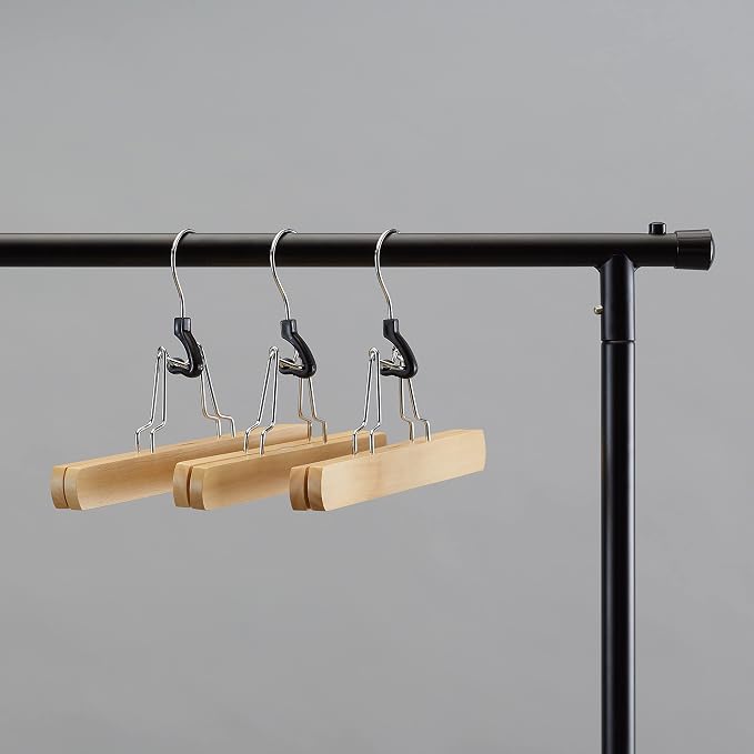 Amazon Basics Wooden Pants Hangers Closet Organizer,Natural,(Pack of 120) - Image 7