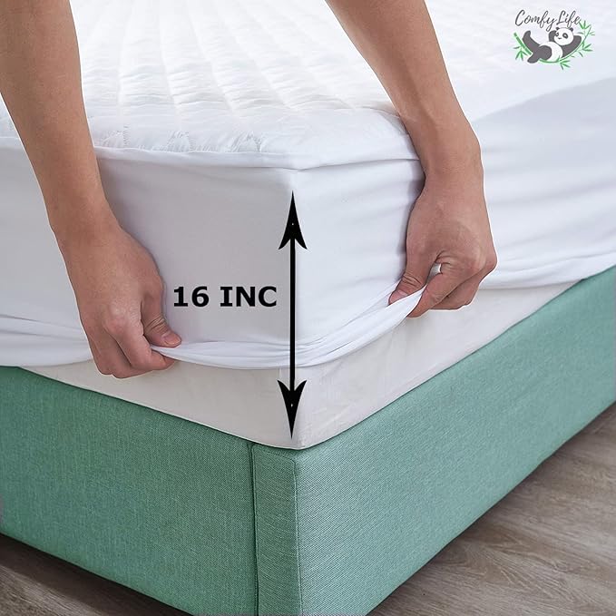 Smyrna Mattress Protector, Deep Pocket, Waterproof, Quilted Cover Pad, Soft and Comfortable, Breathable (Queen)