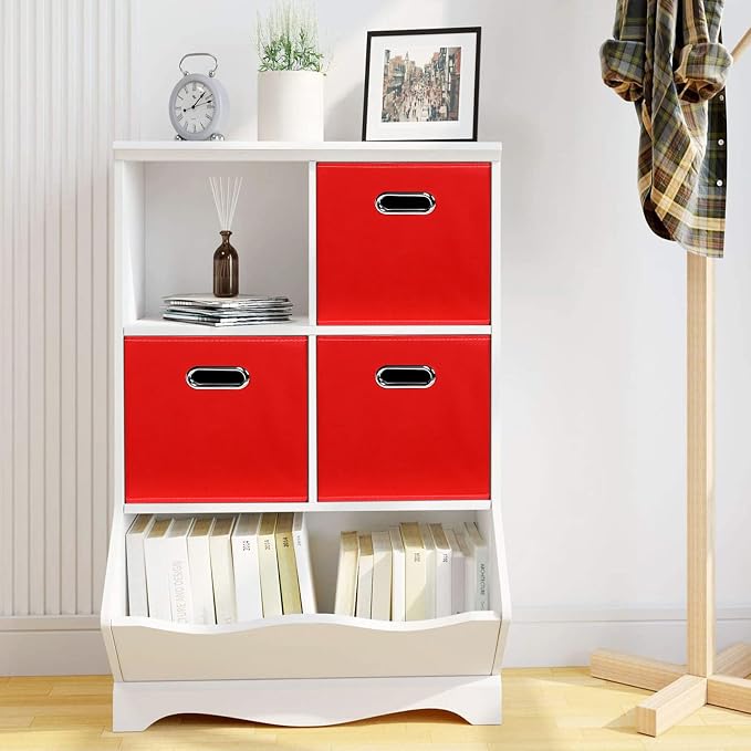 Fabric storage bins Cubes, Fabric Cube Organizer with Handle, Foldable Cube Bins for Cloth or Accessary Storage, 11x11x11, Set of 8, (Red) - Image 4