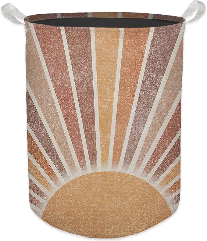 Boho Laundry Basket, Mid Century Modern Boho Neutral Sun Sunshine Waterproof Collapsible Laundry Hamper Dirty Clothes Storage Toy Bin Organizer for Bathroom Bedroom Nursery Girls Kids Room by Unknown