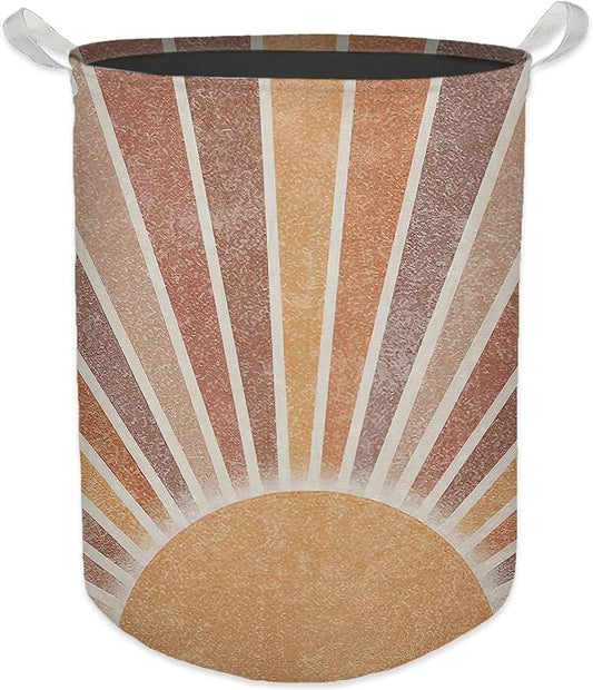Boho Laundry Basket, Mid Century Modern Boho Neutral Sun Sunshine Waterproof Collapsible Laundry Hamper Dirty Clothes Storage Toy Bin Organizer for Bathroom Bedroom Nursery Girls Kids Room by Unknown
