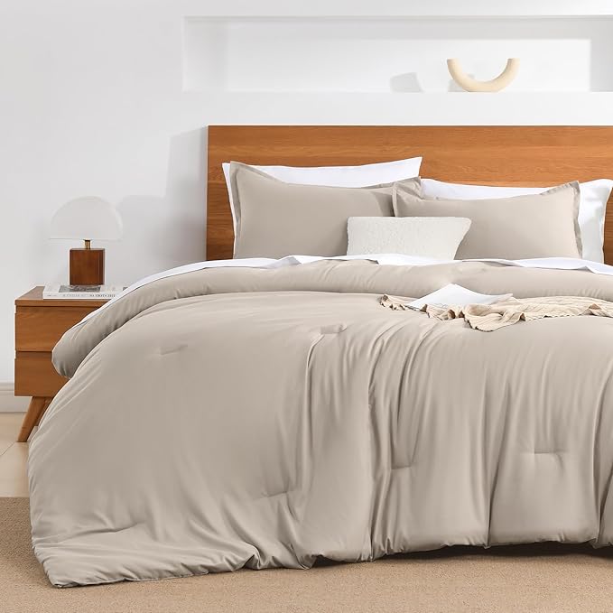 Andency Linen California King Comforter Set - 7 Pieces Bed in a Bag Cal King Bedding Comforter Sets, Summer Plain Soft Lightweight Comforter with Fitted Sheets, Flat Sheets, Pillowcases & Shams
