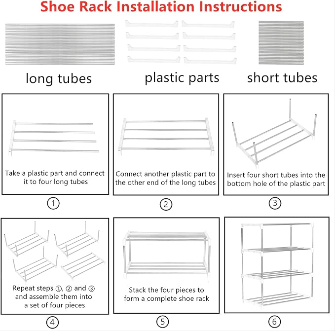 Jucaifu Stackable Small Shoe Rack, Entryway, Hallway and Closet Space Saving Storage and Organization (10-Tier, White) - Image 6