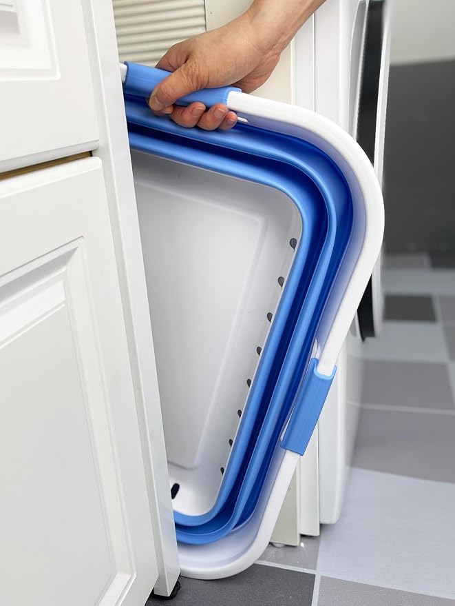 SAMMART 42L (11 gallon) Collapsible Plastic Laundry Basket - Foldable Pop Up Storage Container/Organizer - Space Saving Hamper/Basket (1, White/Little Boy Blue) - Image 6