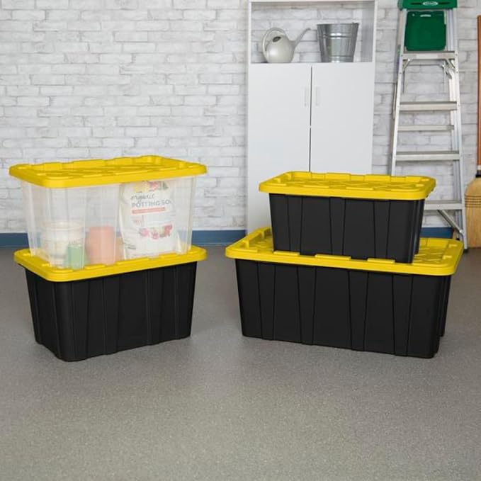 Sterilite 12 Pack Industrial Tote Organizers, Plastic Storage Container Bins with Lids, 27 Gallon - Heavy-Duty Organizing Containers for Closet, Bathroom, and Office - Image 8