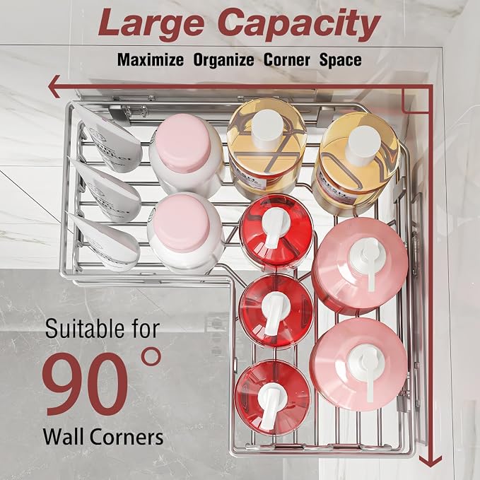 Youvip 4-Pack Adhesive Corner Shower Caddy with Soap Holder, No Drilling Wall Mounted Shower Shelves-Rustproof, Organizer for Bathroom, Kitchen & Home Decor. Silver - Image 2