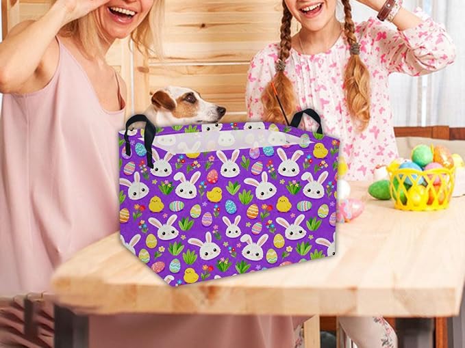 Easter Basket for Kids Gift Baskets Empty Baby Easter Basket for Boys and Girls Rectangular Toy Storage Bins Organizer Bin Box Cute room Decor for Home - Image 4